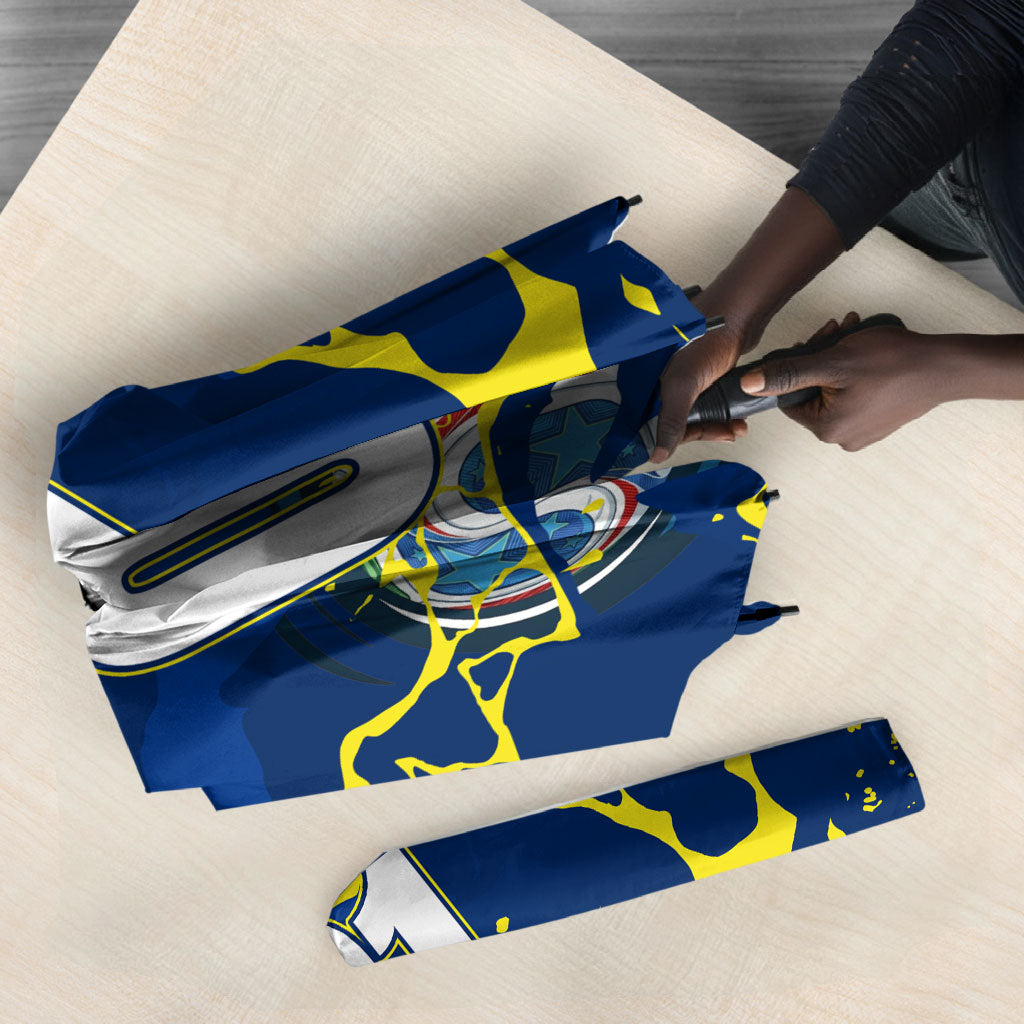Personalized Curacao Football Umbrella Caribbean Splash Paint Soccer Graphic