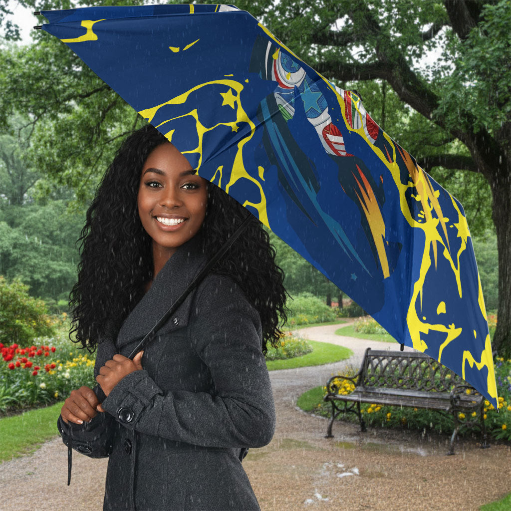 Personalized Curacao Football Umbrella Caribbean Splash Paint Soccer Graphic