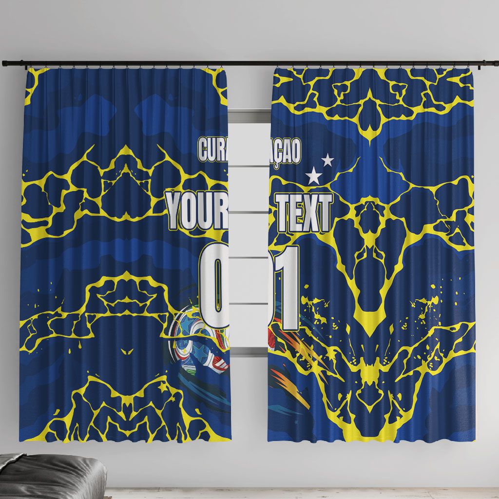 Personalized Curacao Football Window Curtain Caribbean Splash Paint Soccer Graphic