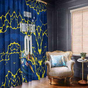 Personalized Curacao Football Window Curtain Caribbean Splash Paint Soccer Graphic