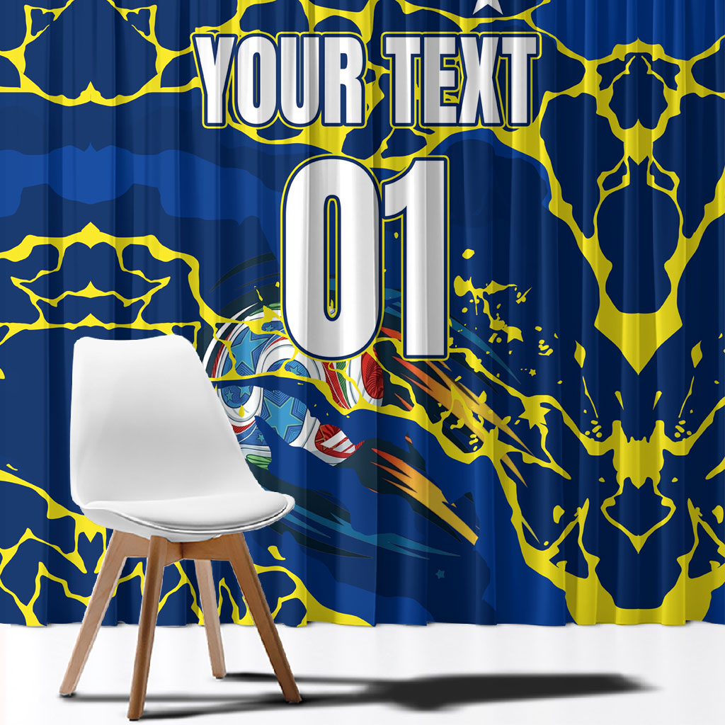Personalized Curacao Football Window Curtain Caribbean Splash Paint Soccer Graphic