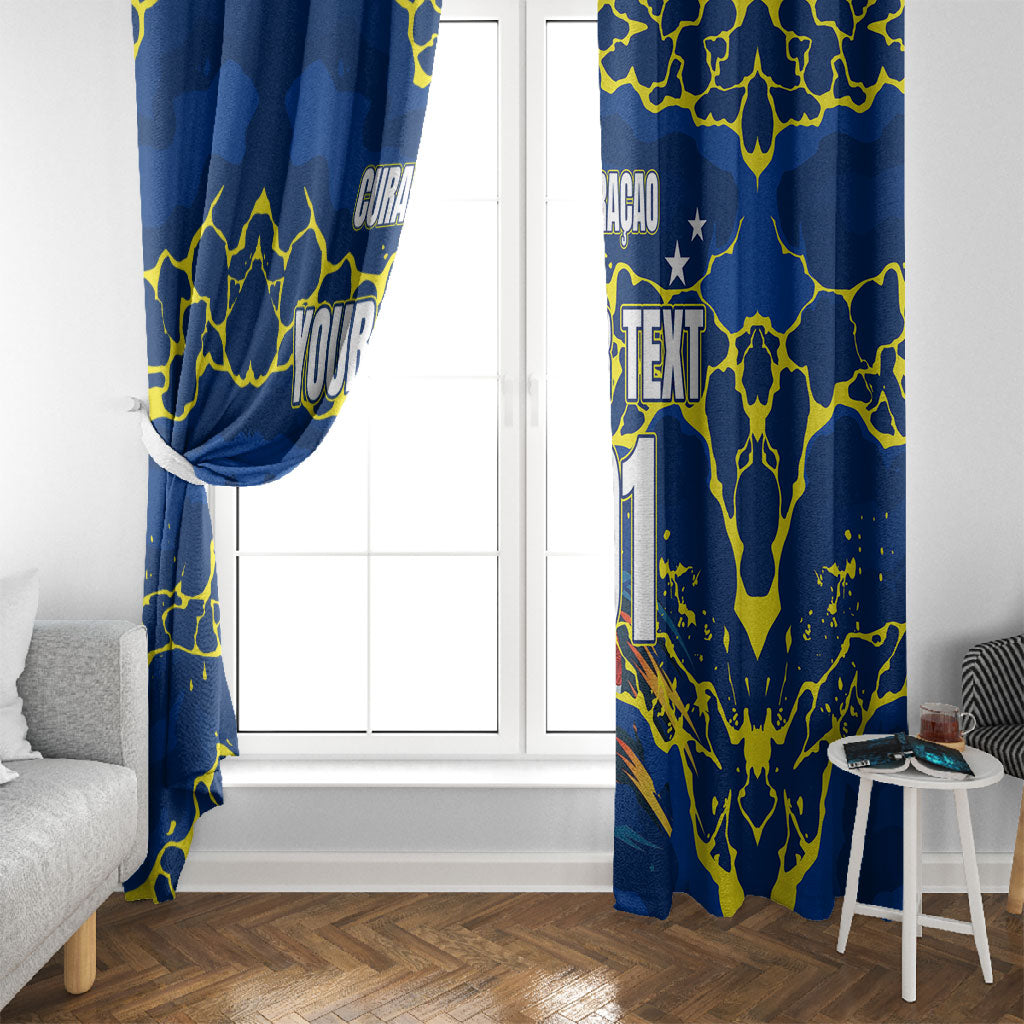 Personalized Curacao Football Window Curtain Caribbean Splash Paint Soccer Graphic