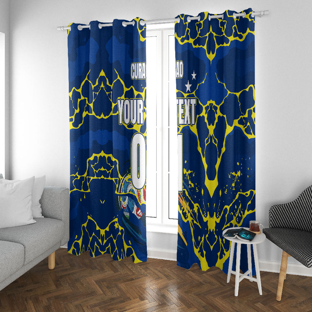Personalized Curacao Football Window Curtain Caribbean Splash Paint Soccer Graphic