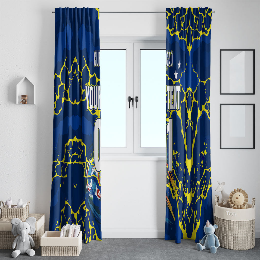 Personalized Curacao Football Window Curtain Caribbean Splash Paint Soccer Graphic