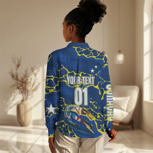 Personalized Curacao Football Women Casual Shirt Caribbean Splash Paint Soccer Graphic
