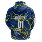Personalized Curacao Football Zip Hoodie Caribbean Splash Paint Soccer Graphic