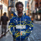 Personalized Curacao Football Zip Hoodie Caribbean Splash Paint Soccer Graphic