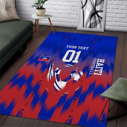 Personalized Haiti Football Area Rug Brush Stroke Soccer Graphic Flag Colors