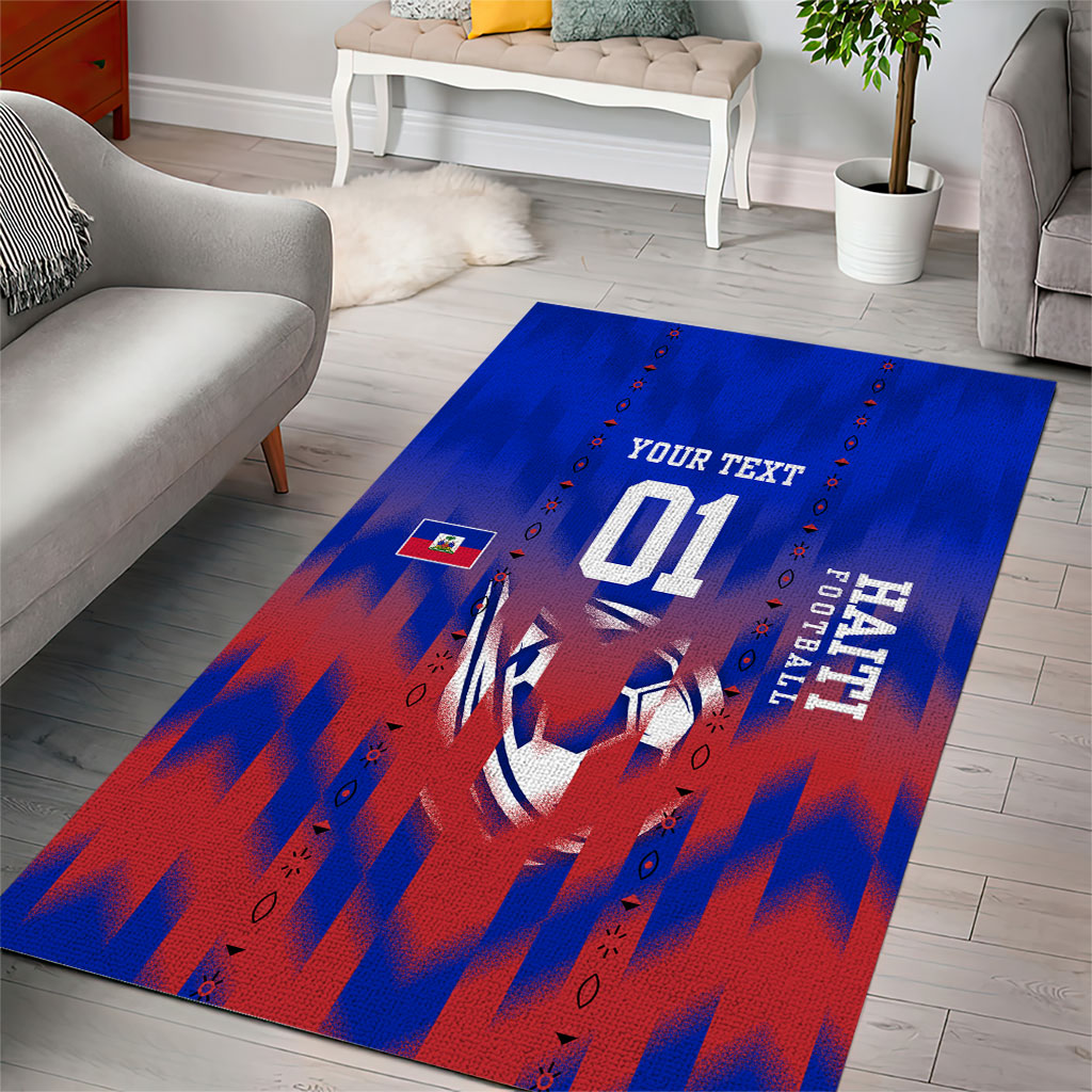 Personalized Haiti Football Area Rug Brush Stroke Soccer Graphic Flag Colors