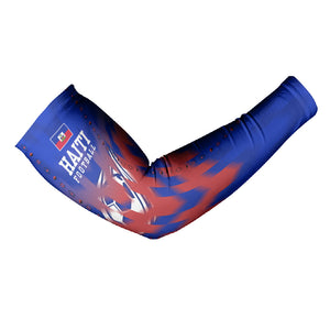Personalized Haiti Football Arm Sleeves Brush Stroke Soccer Graphic Flag Colors