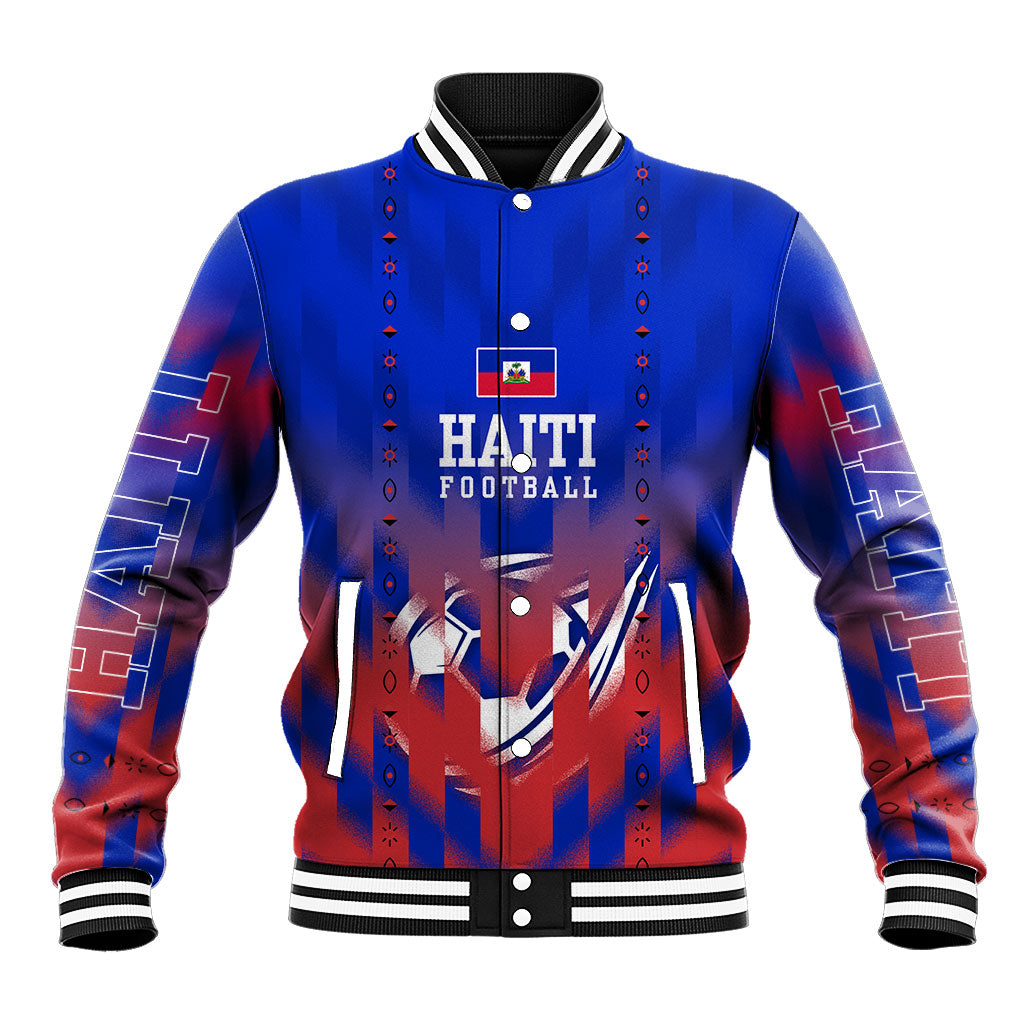 Personalized Haiti Football Baseball Jacket Brush Stroke Soccer Graphic Flag Colors