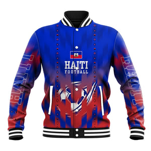 Personalized Haiti Football Baseball Jacket Brush Stroke Soccer Graphic Flag Colors