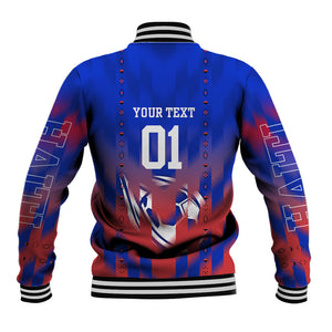Personalized Haiti Football Baseball Jacket Brush Stroke Soccer Graphic Flag Colors