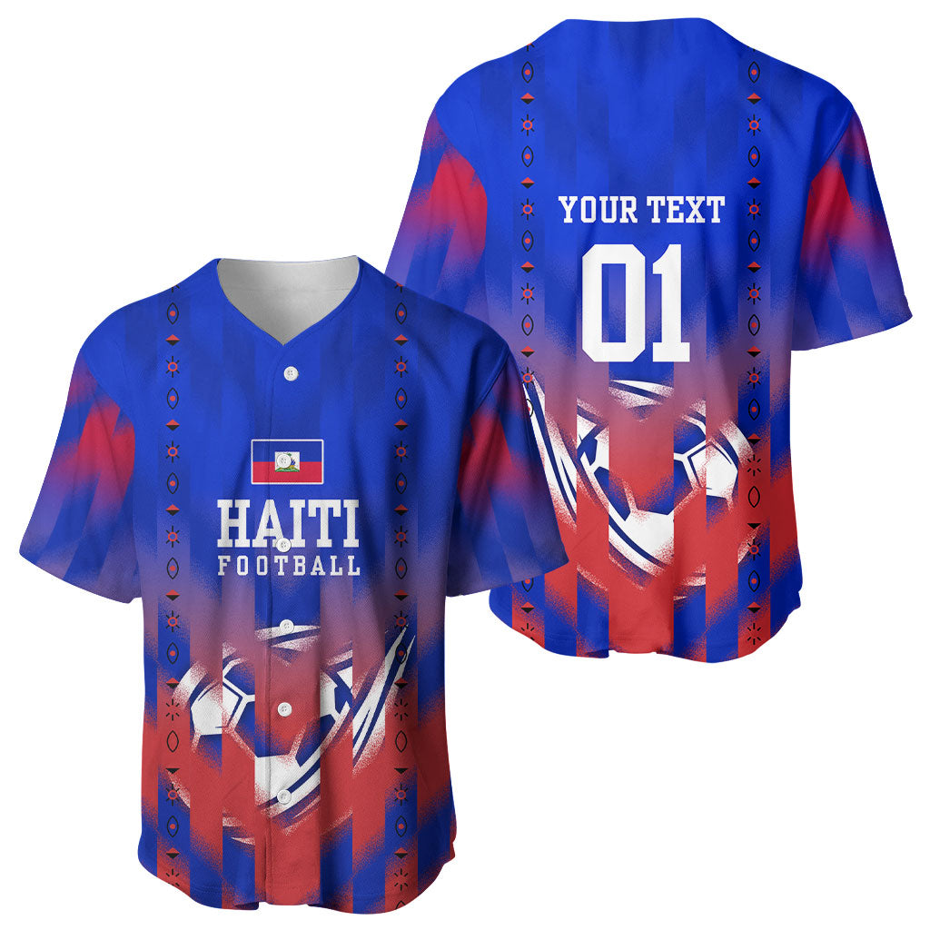 Personalized Haiti Football Baseball Jersey Brush Stroke Soccer Graphic Flag Colors