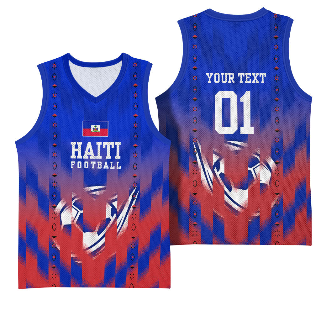 Personalized Haiti Football Basketball Jersey Brush Stroke Soccer Graphic Flag Colors