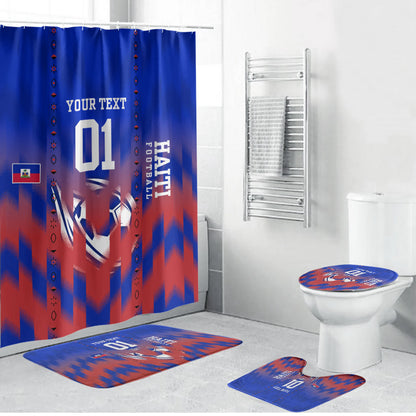 Personalized Haiti Football Bathroom Set Brush Stroke Soccer Graphic Flag Colors