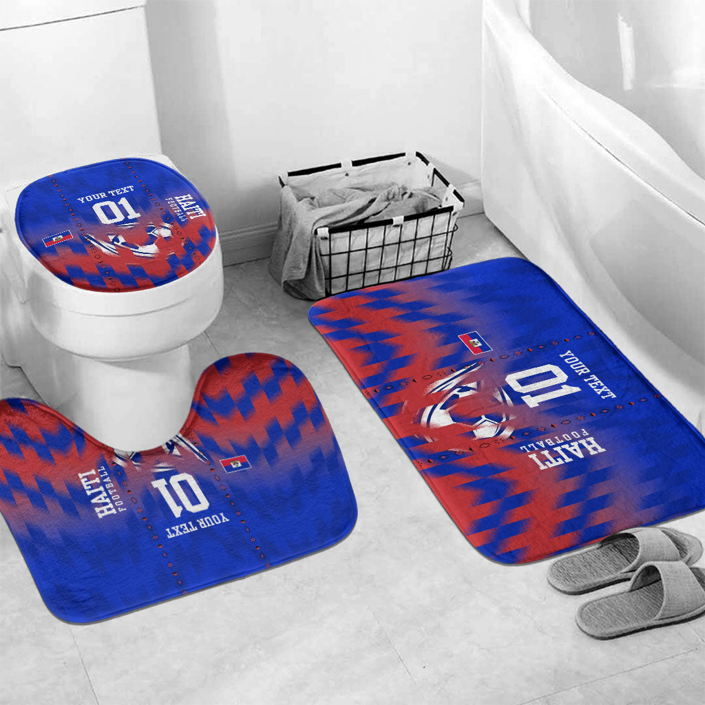 Personalized Haiti Football Bathroom Set Brush Stroke Soccer Graphic Flag Colors