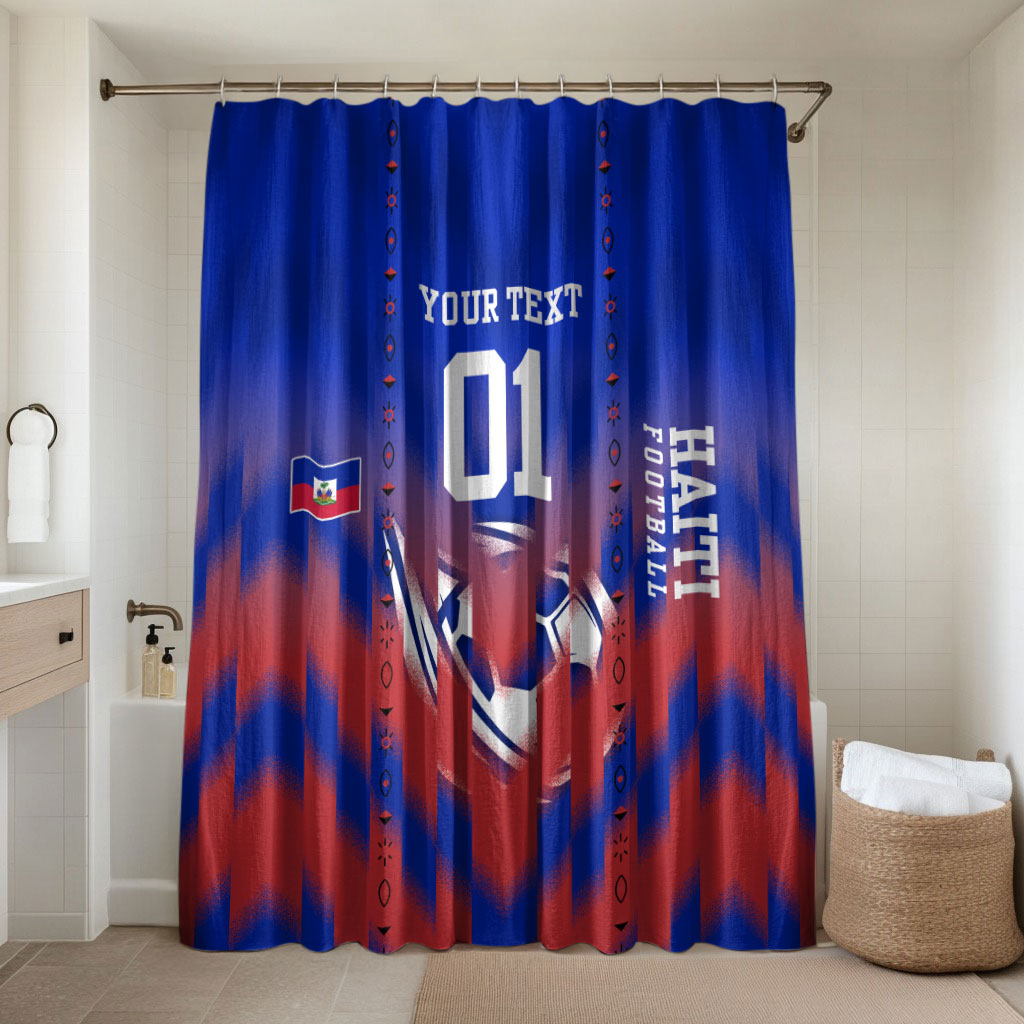 Personalized Haiti Football Bathroom Set Brush Stroke Soccer Graphic Flag Colors