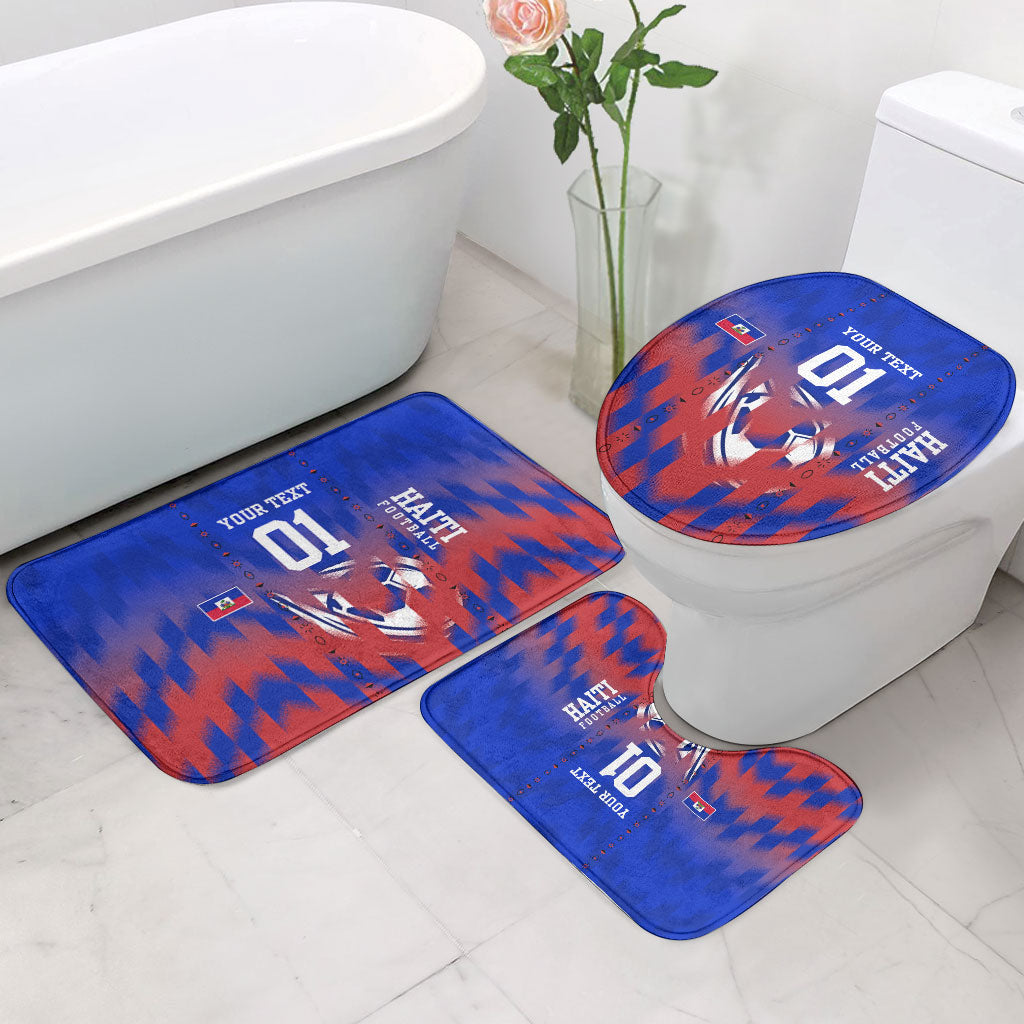 Personalized Haiti Football Bathroom Set Brush Stroke Soccer Graphic Flag Colors