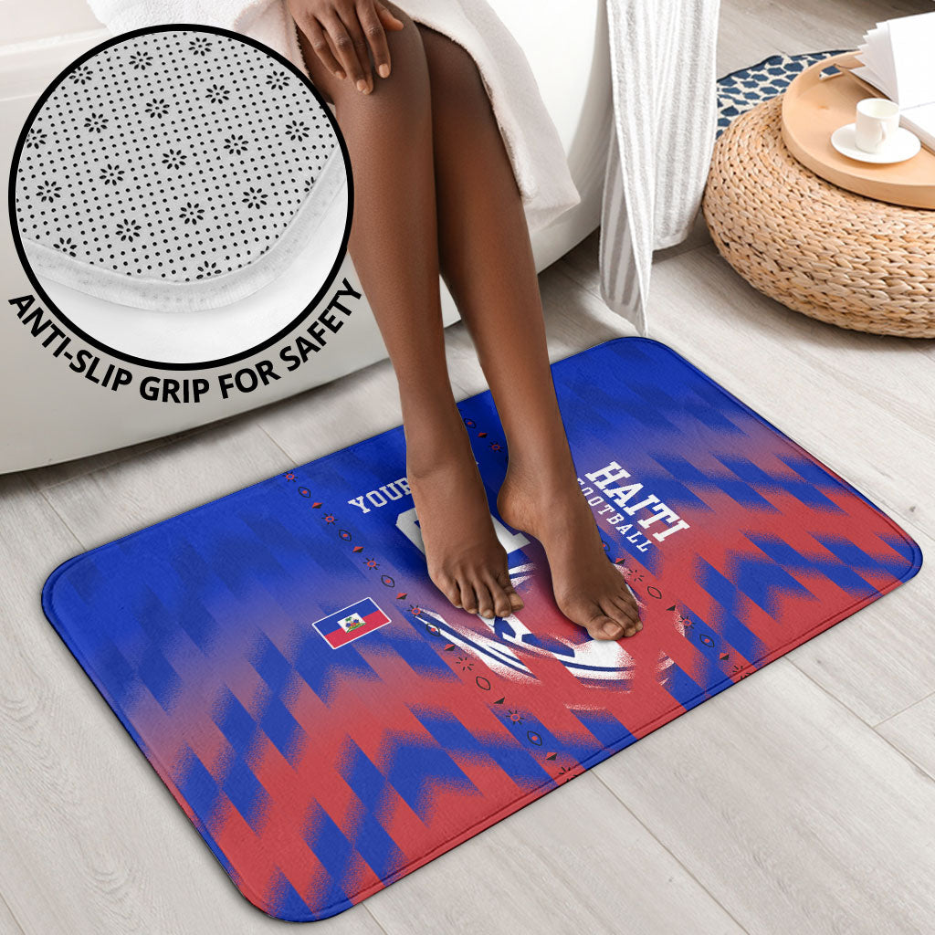 Personalized Haiti Football Bathroom Set Brush Stroke Soccer Graphic Flag Colors