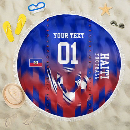 Personalized Haiti Football Beach Blanket Brush Stroke Soccer Graphic Flag Colors