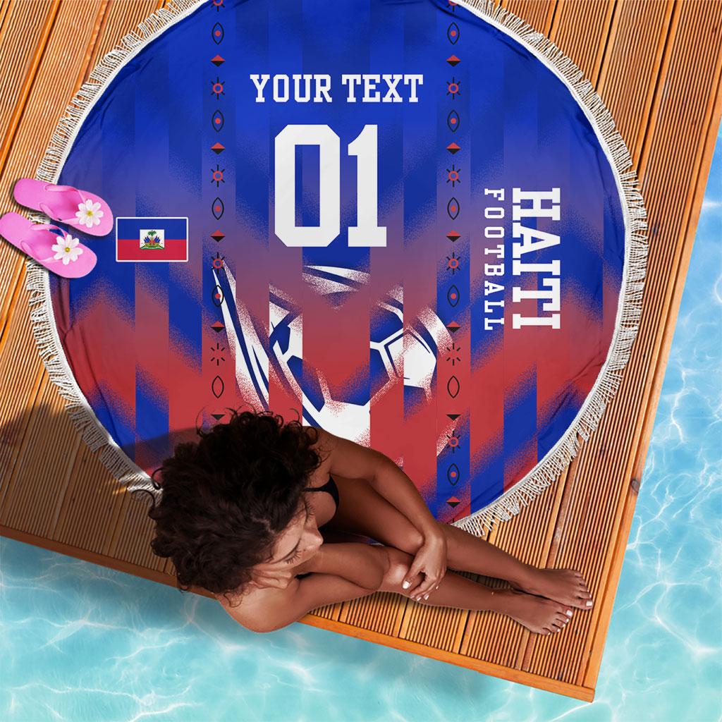 Personalized Haiti Football Beach Blanket Brush Stroke Soccer Graphic Flag Colors