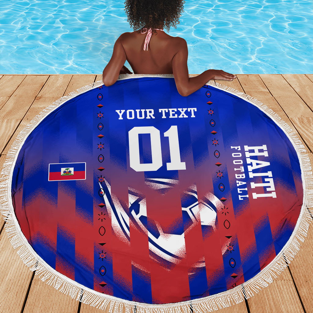 Personalized Haiti Football Beach Blanket Brush Stroke Soccer Graphic Flag Colors