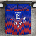Personalized Haiti Football Bedding Set Brush Stroke Soccer Graphic Flag Colors