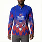 Personalized Haiti Football Button Sweatshirt Brush Stroke Soccer Graphic Flag Colors