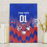 Personalized Haiti Football Canvas Wall Art Brush Stroke Soccer Graphic Flag Colors