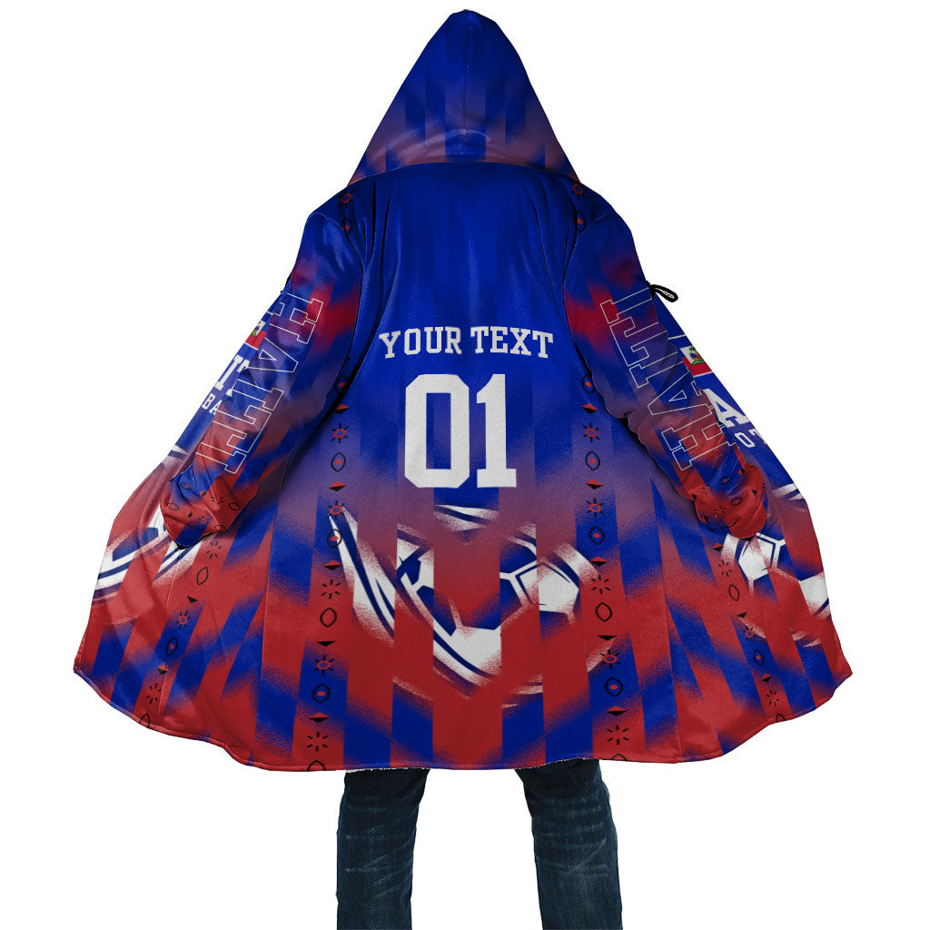 Personalized Haiti Football Cloak Brush Stroke Soccer Graphic Flag Colors