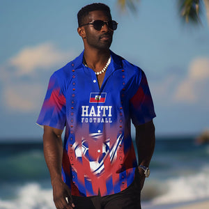 Personalized Haiti Football Hawaiian Shirt Brush Stroke Soccer Graphic Flag Colors
