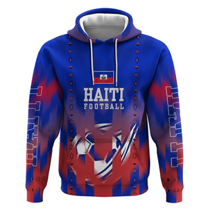Personalized Haiti Football Hoodie Brush Stroke Soccer Graphic Flag Colors