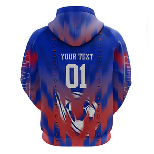 Personalized Haiti Football Hoodie Brush Stroke Soccer Graphic Flag Colors