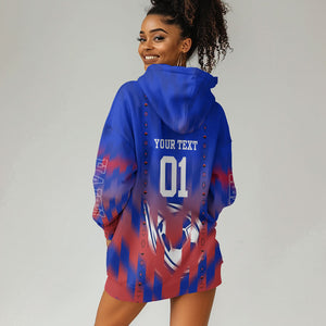 Personalized Haiti Football Hoodie Dress Brush Stroke Soccer Graphic Flag Colors