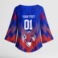Personalized Haiti Football Kimono Sleeve Blouse Brush Stroke Soccer Graphic Flag Colors