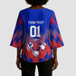 Personalized Haiti Football Kimono Sleeve Blouse Brush Stroke Soccer Graphic Flag Colors