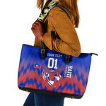 Personalized Haiti Football Leather Tote Bag Brush Stroke Soccer Graphic Flag Colors
