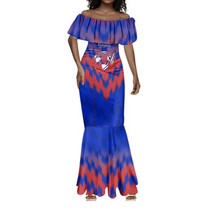 Personalized Haiti Football Mermaid Dress Brush Stroke Soccer Graphic Flag Colors