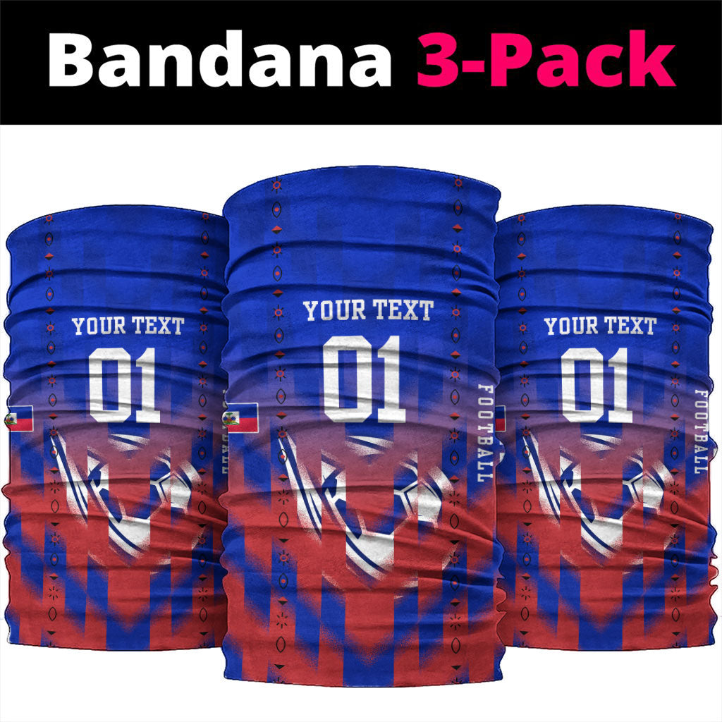 Personalized Haiti Football Neck Gaiter Brush Stroke Soccer Graphic Flag Colors