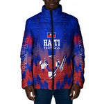 Personalized Haiti Football Padded Jacket Brush Stroke Soccer Graphic Flag Colors