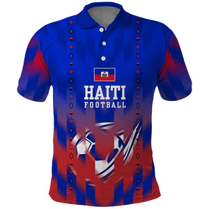 Personalized Haiti Football Polo Shirt Brush Stroke Soccer Graphic Flag Colors