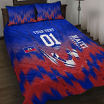 Personalized Haiti Football Quilt Bed Set Brush Stroke Soccer Graphic Flag Colors