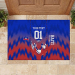 Personalized Haiti Football Rubber Doormat Brush Stroke Soccer Graphic Flag Colors