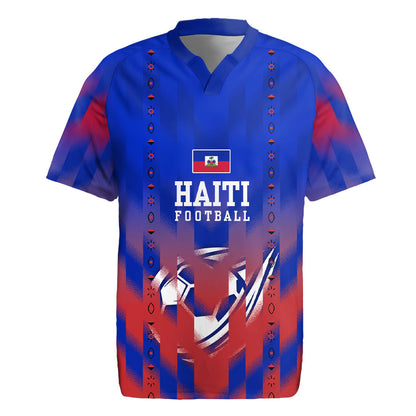 Personalized Haiti Football Rugby Jersey Brush Stroke Soccer Graphic Flag Colors