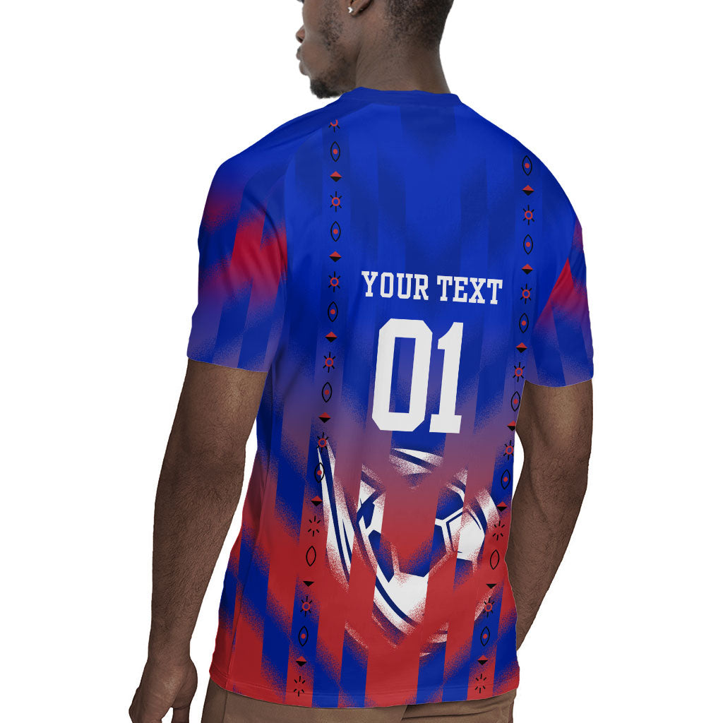 Personalized Haiti Football Rugby Jersey Brush Stroke Soccer Graphic Flag Colors