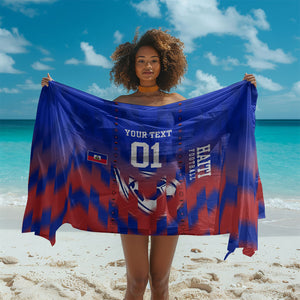 Personalized Haiti Football Sarong Brush Stroke Soccer Graphic Flag Colors