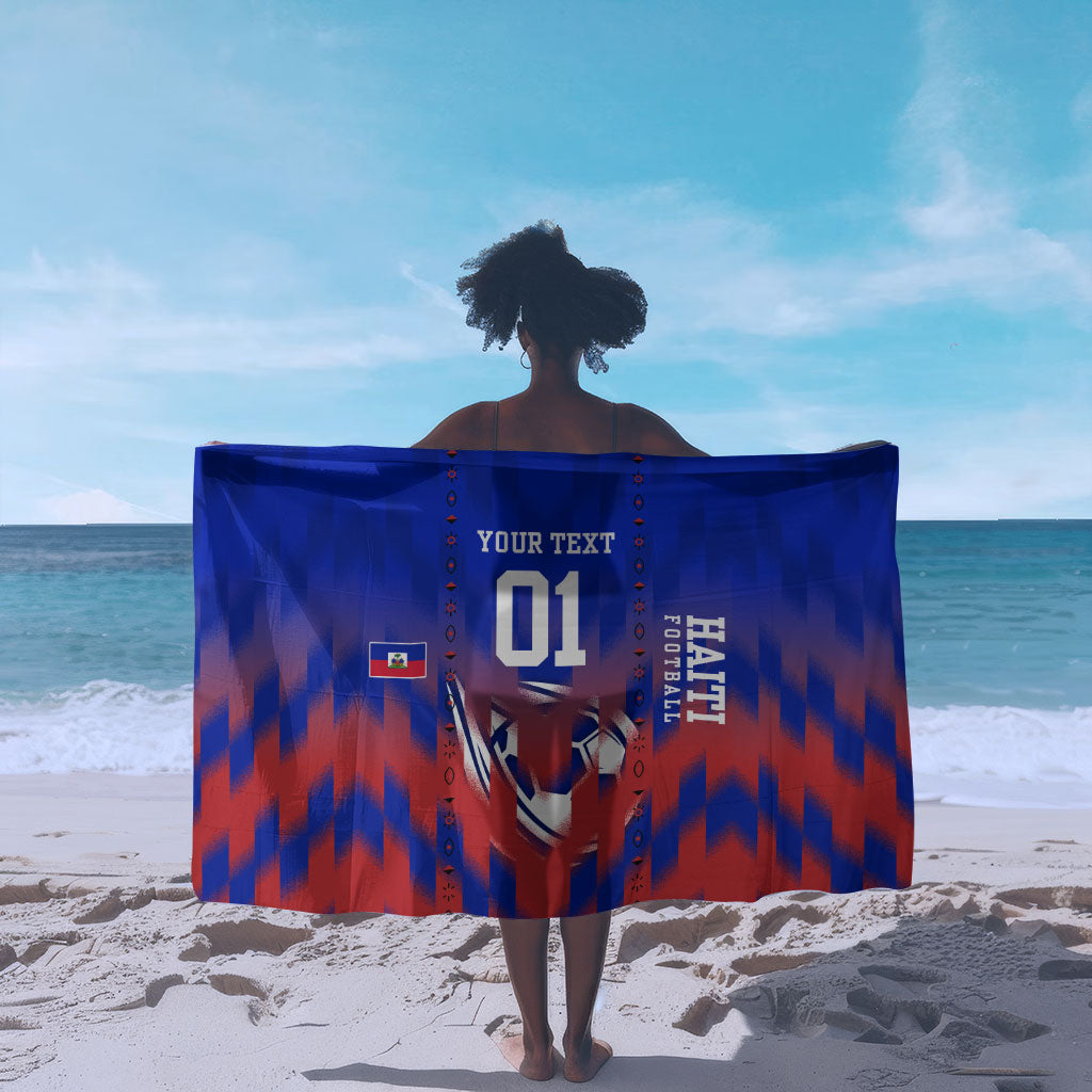 Personalized Haiti Football Sarong Brush Stroke Soccer Graphic Flag Colors