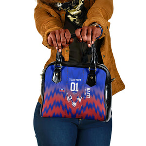 Personalized Haiti Football Shoulder Handbag Brush Stroke Soccer Graphic Flag Colors