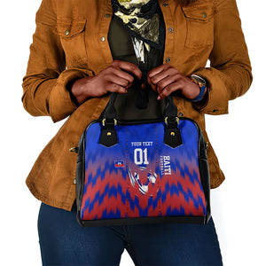 Personalized Haiti Football Shoulder Handbag Brush Stroke Soccer Graphic Flag Colors
